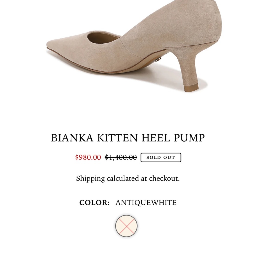 Sam Edelman Bianka Kitten Heel Pump in Antique White